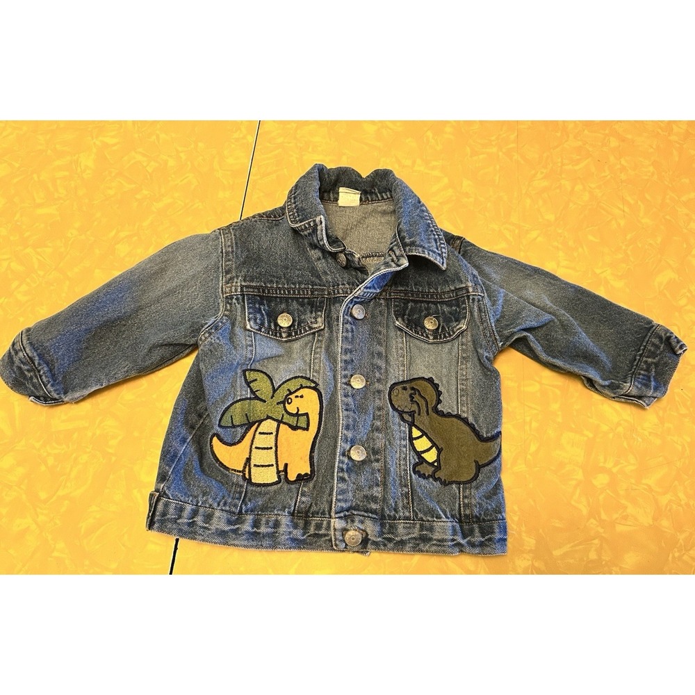 VTG Kids Denim Jacket With Dinosaur Appliqués 18 Months